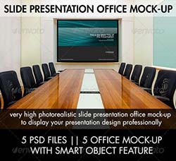 会议室品牌装饰展示模型：Slide Presentation Office Mock-Up